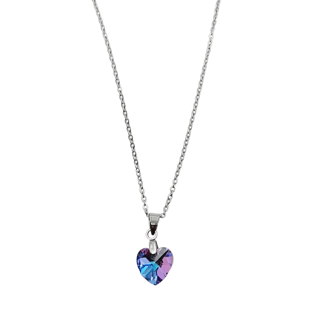 Conjunto corazón simil cristal acero quirúrgico