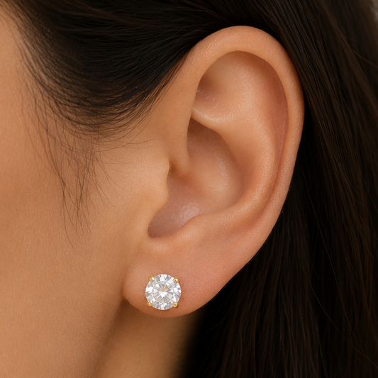 Aros Pasantes Acero Dorado 6mm Cubic Zirconia Unisex