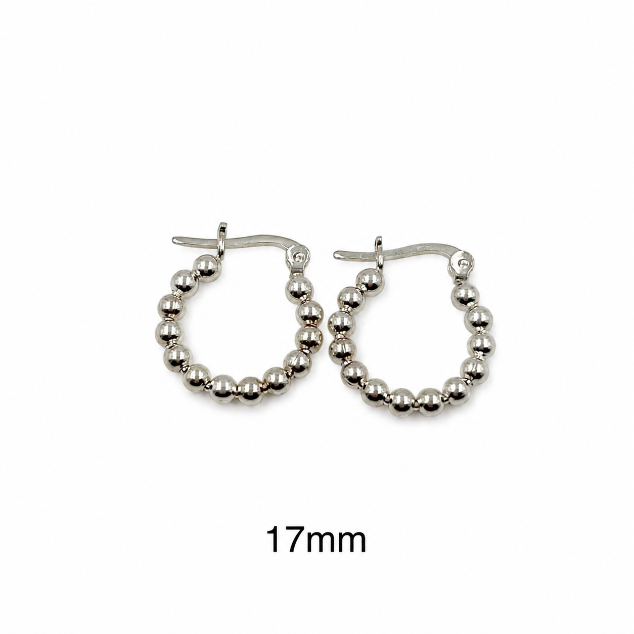 Aros argolla Plata 925 con Bolitas 3 mm Cierre Italiano