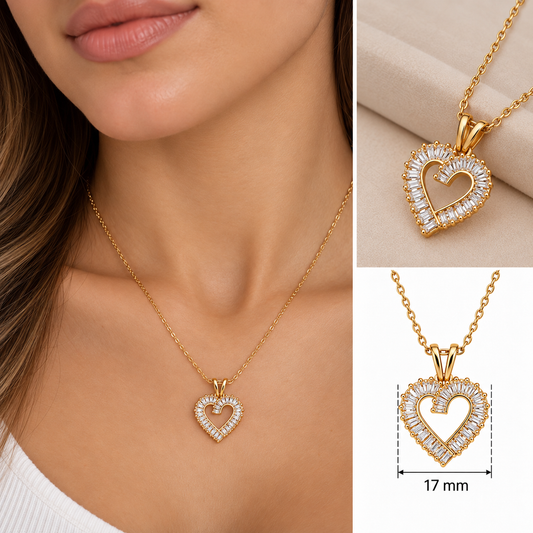Cadena y dije Acero Dorado Corazon con cubic
