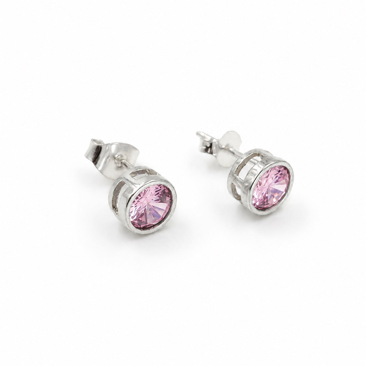 Aros Plata 925 con Cubic Rosa Francia 6mm