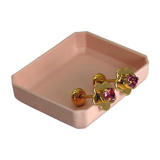 Aros abridores flor con strass enchapado en oro