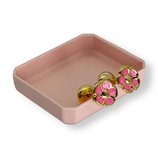 Aros abridores flor esmaltada enchapado en oro