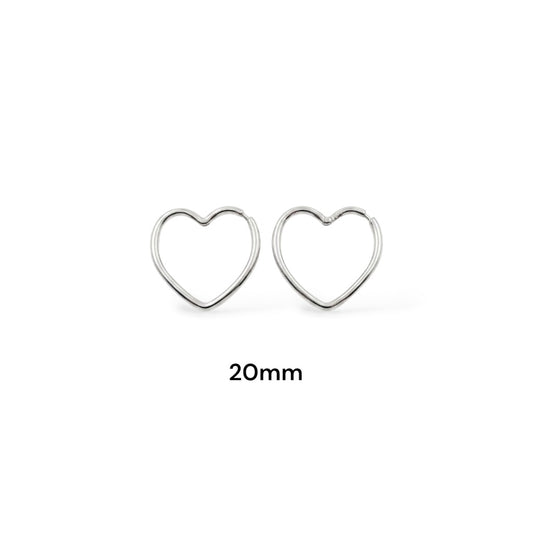 Aros argollas Corazón 20mm de Plata 925