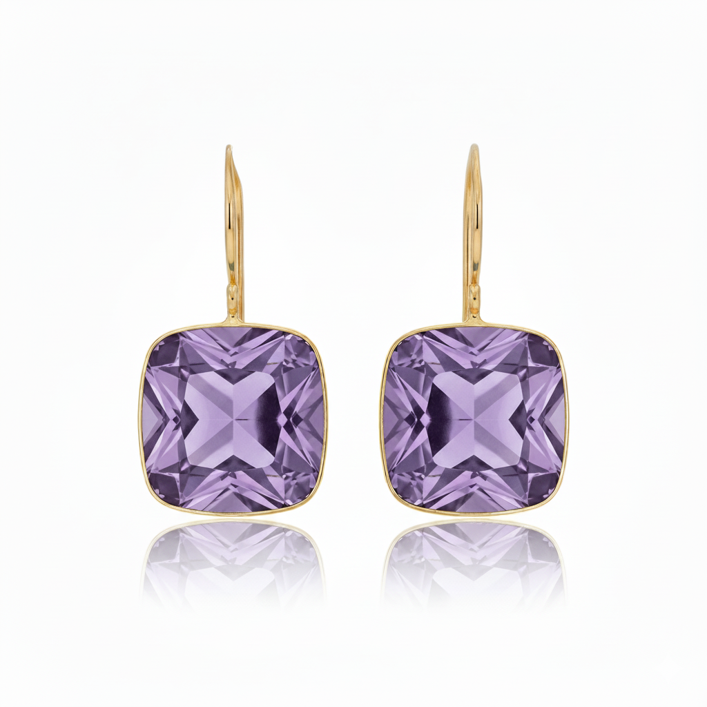 Aros Colgantes Strass Lila para Fiesta