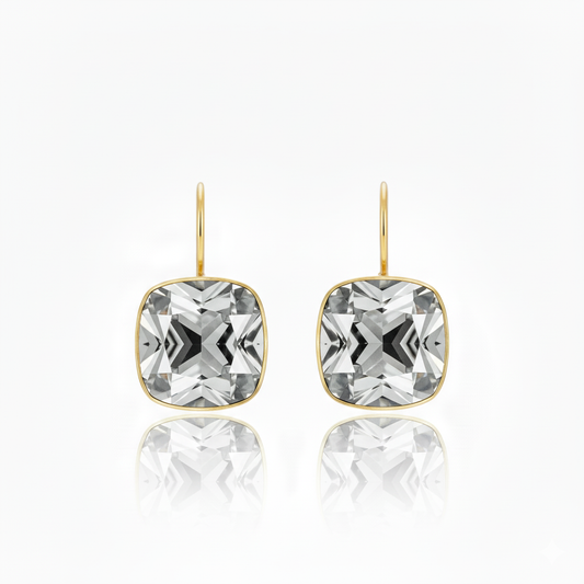 Aros Colgantes con Strass Blanco para Fiesta