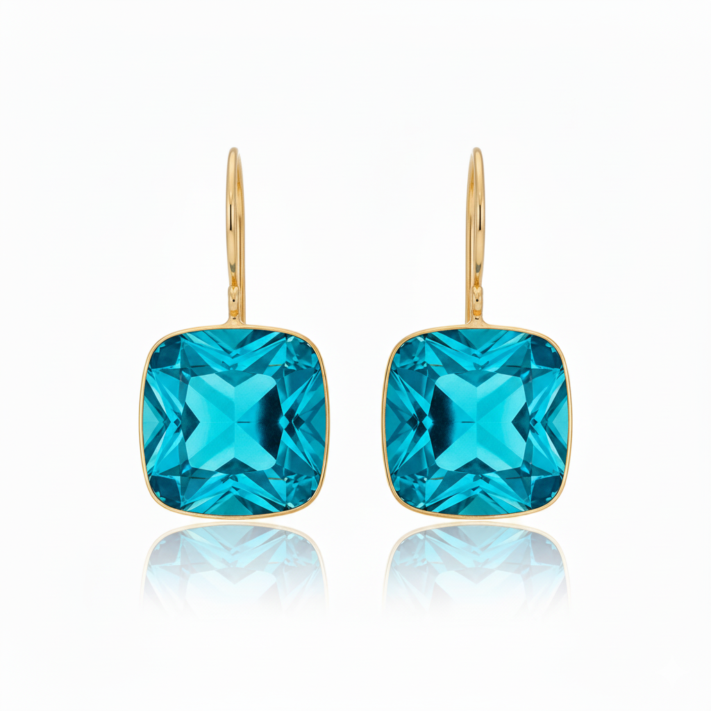 Aros Colgantes con Strass Turquesa para Fiesta