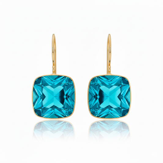 Aros Colgantes con Strass Turquesa para Fiesta
