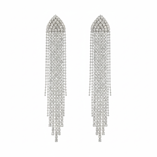 Aros colgantes con strass engarzado para Fiesta