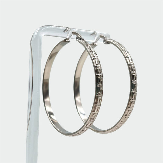 Aros de argolla acero con guarda griega