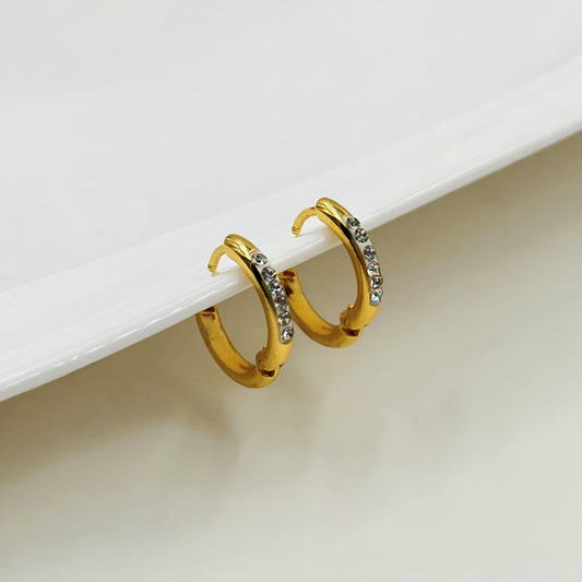 Aros de argolla acero dorado con strass
