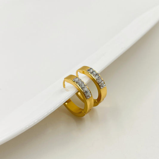 Aros de argolla cinta acero dorado