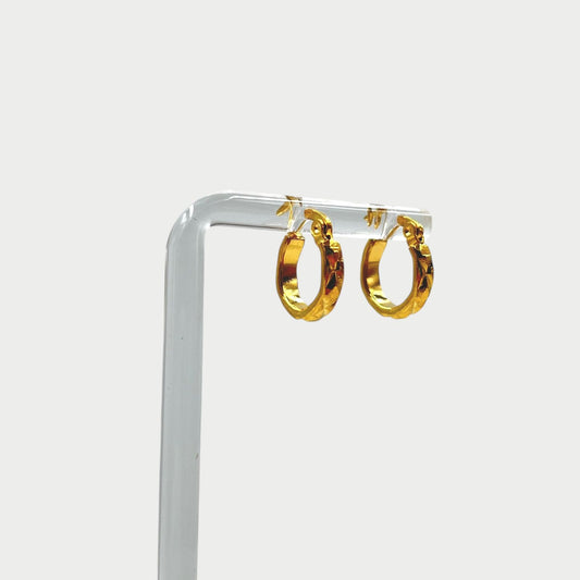 Aros de argolla acero dorado labrados