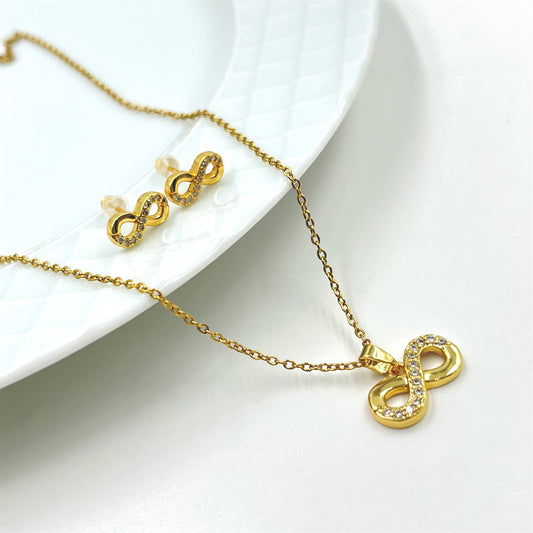 Cadena y dije con aros en acero dorado