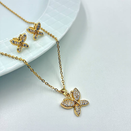 Cadena y dije con aros en acero dorado