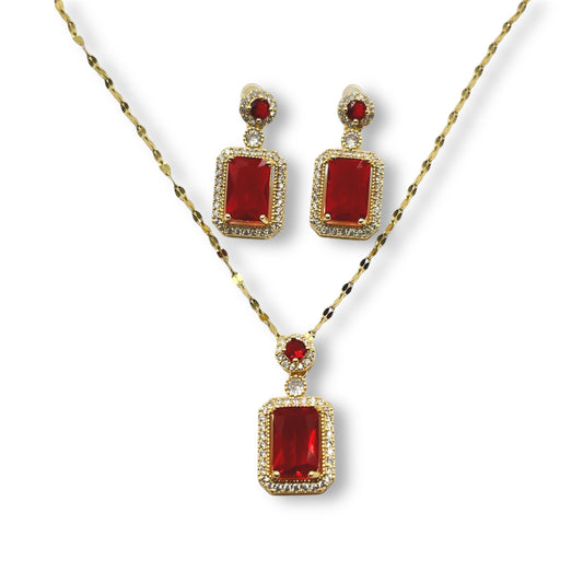 Cadena y dije con aros en acero dorado