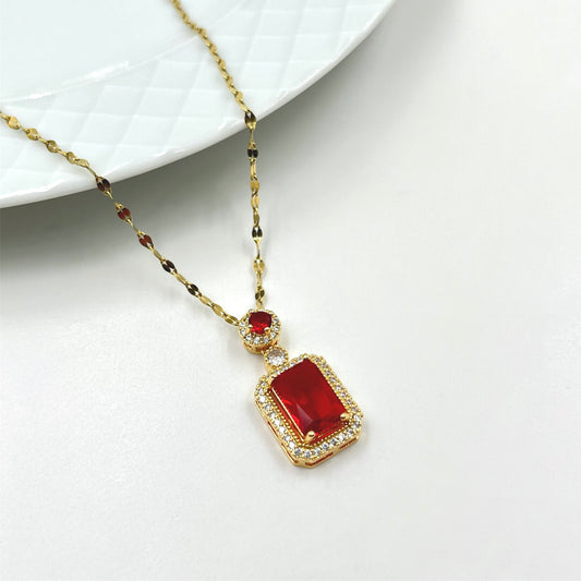 Cadena y dije con aros en acero dorado