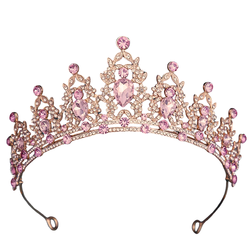 Corona dorada con strass rosa y blanco