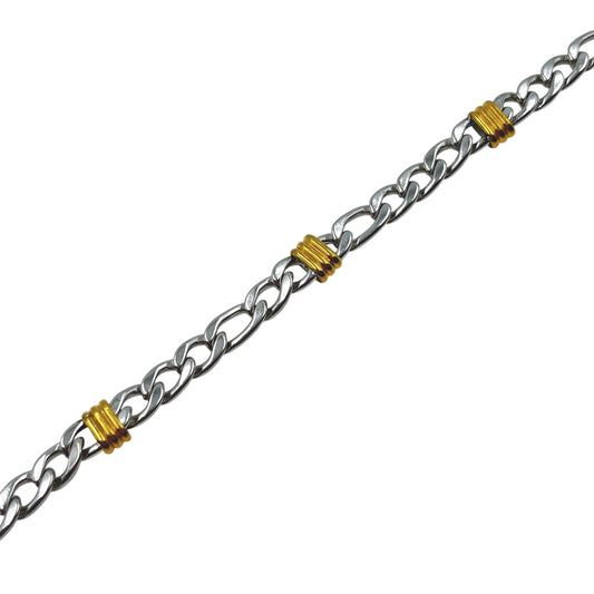 Pulsera acero eslabones grandes combinada con apliques dorados