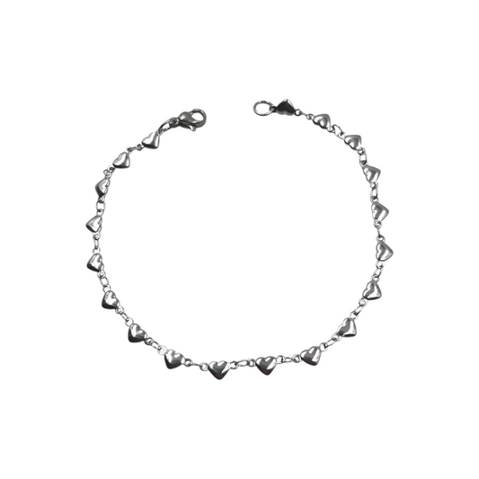 pulsera acero con corazones