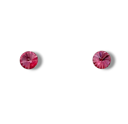 Aros cristal fucsia plata 925