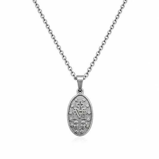 Cadena Y Medalla Virgen Milagrosa en Acero