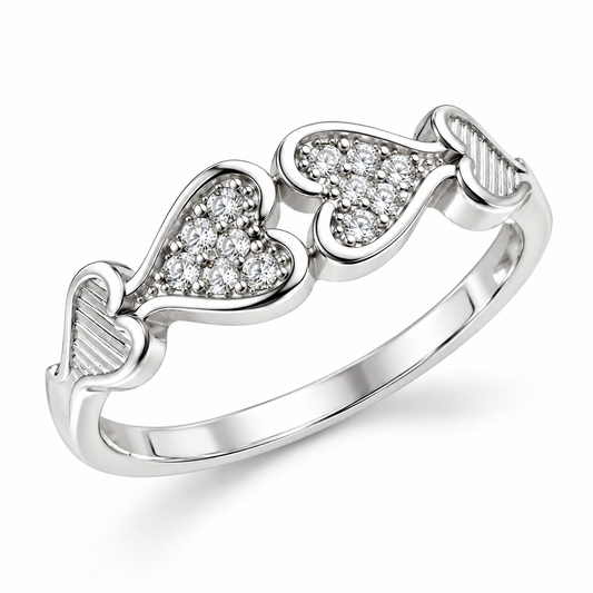 Anillo de Plata 925 con Piedras Cúbic Blancas