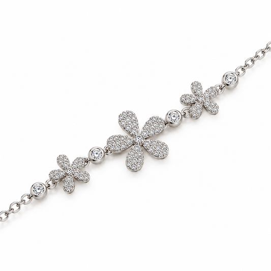 Pulsera de Flores con Circonitas Plata 925