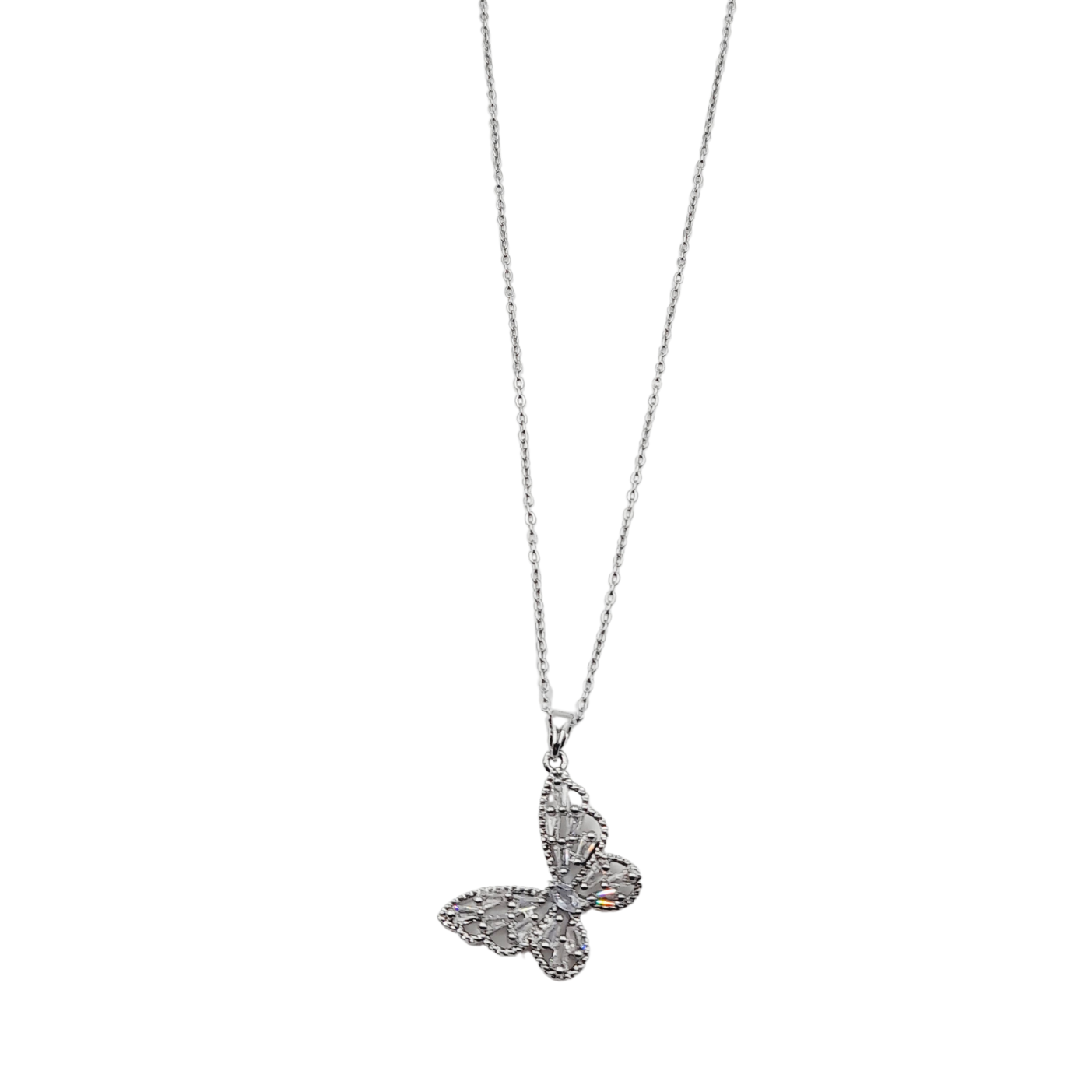 Cadena y dije mariposa con piedras strass