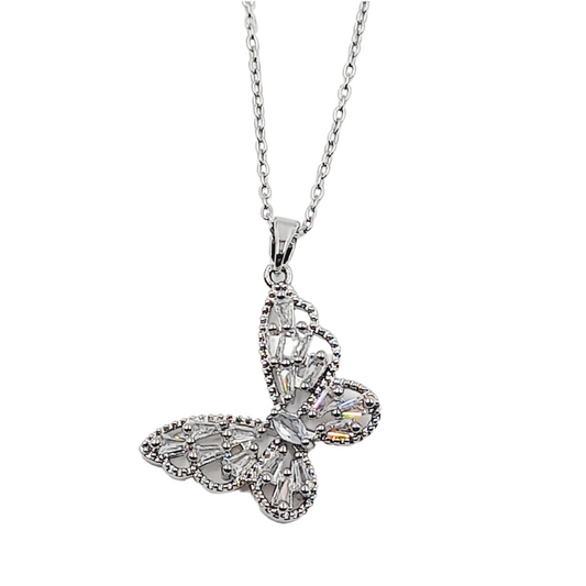 Cadena y dije mariposa con piedras strass