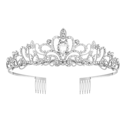 Tiara plateada para quinceañeras