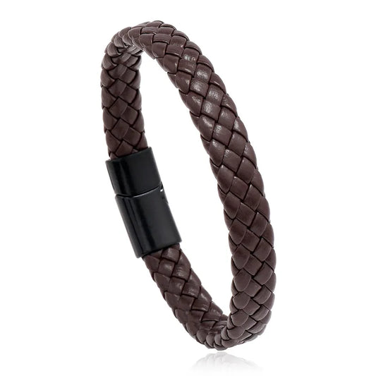 Pulsera para Hombre Trenzada de Ecocuero con Cierre Magnético