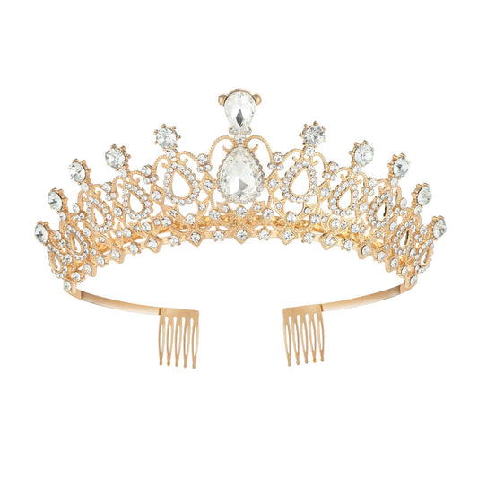 Corona dorada con strass blanco