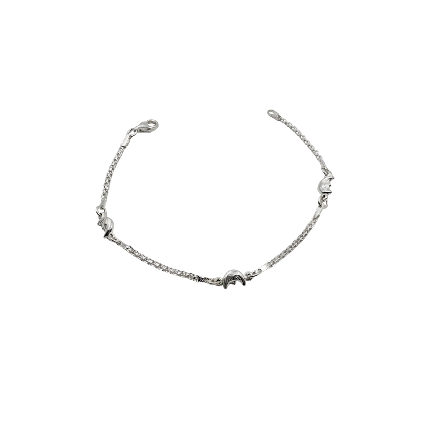 Pulsera plata con dijes luna