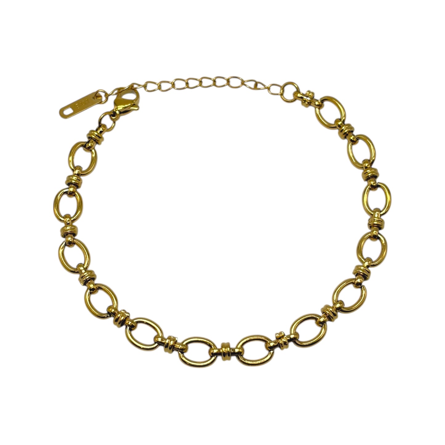 Pulsera de acero dorado con eslabones ovalados