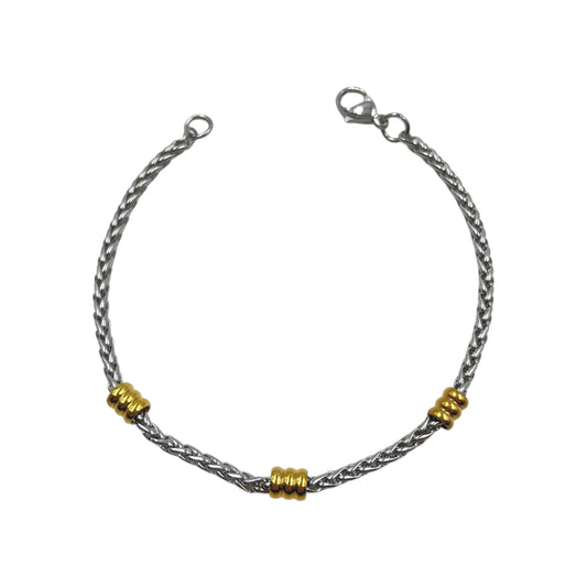 Pulsera acero con apliques en acero dorado