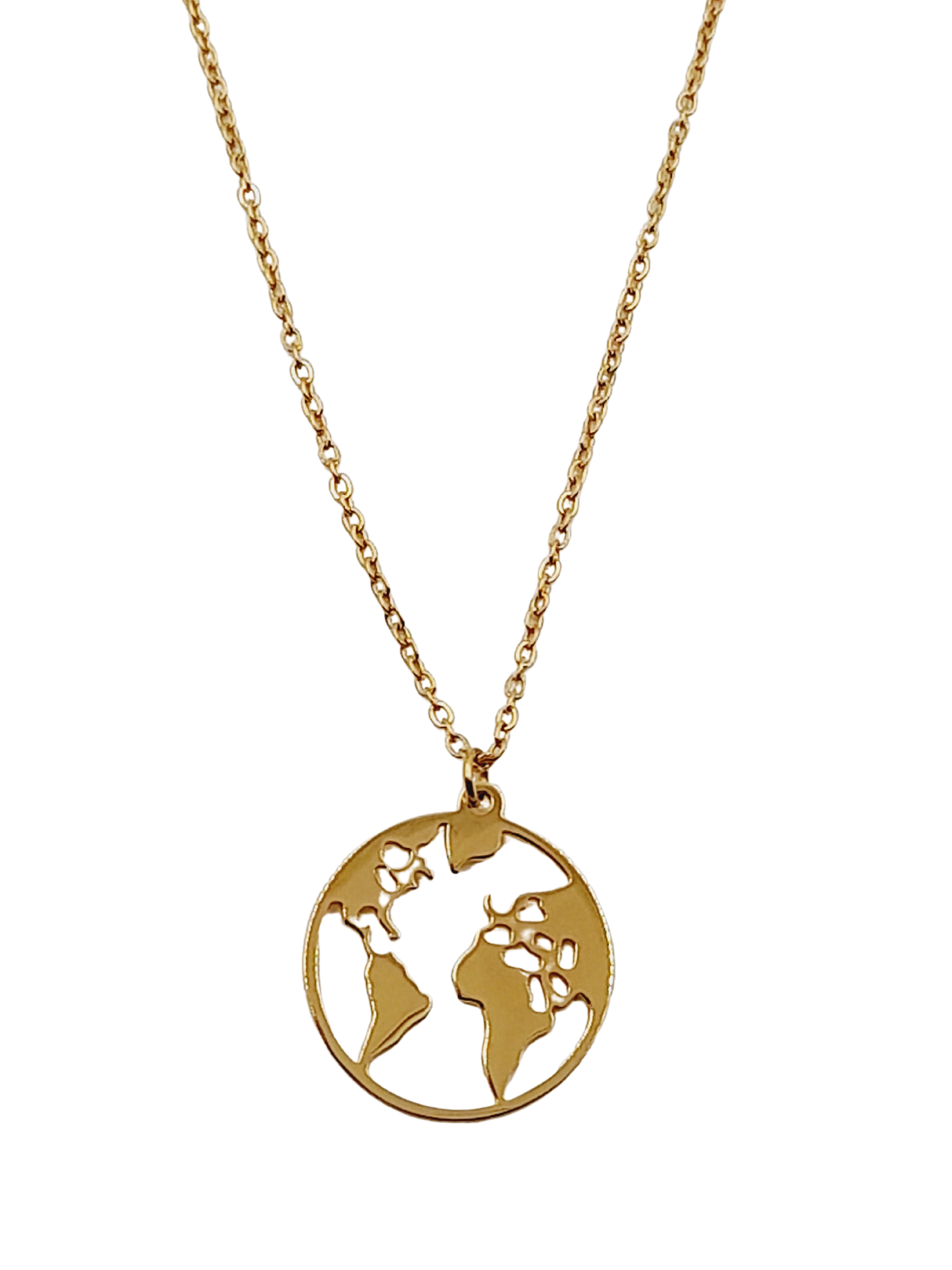 Conjunto mundo en acero dorado