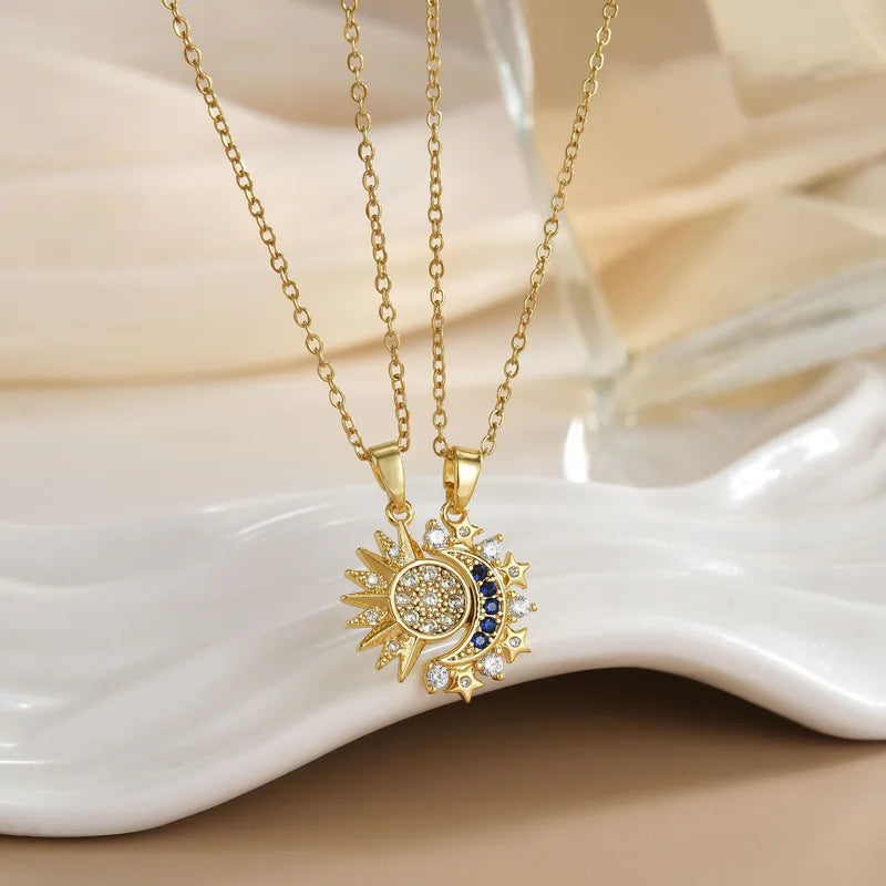 Conjunto para compartir en acero dorado - sol y luna