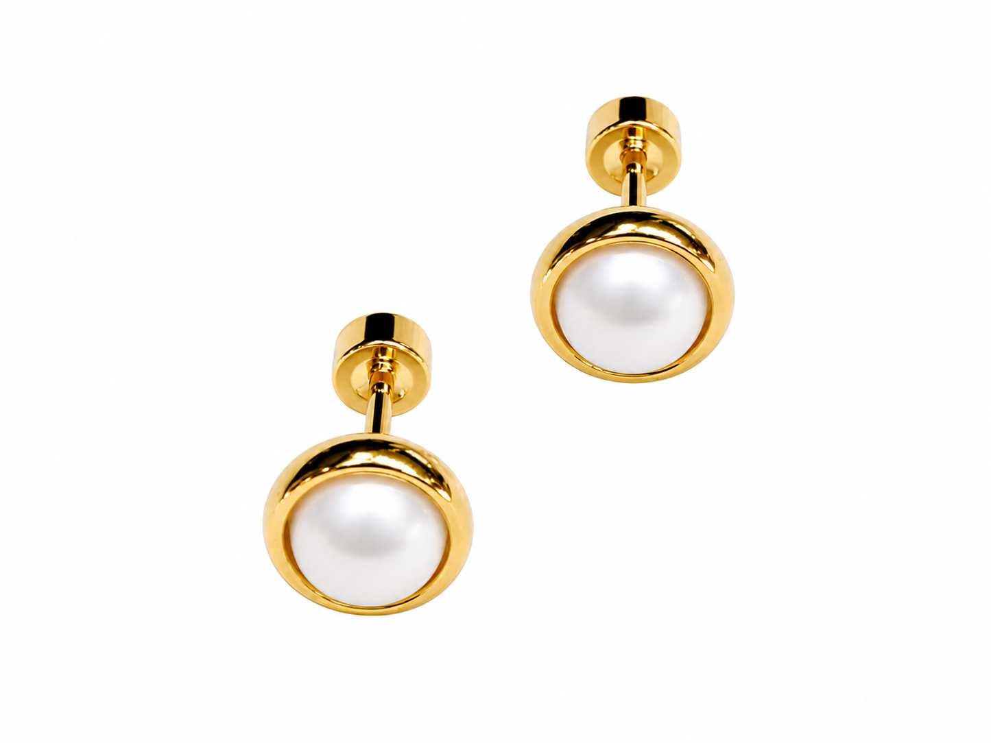 Aros Media Perla 5 mm en Acero Dorado