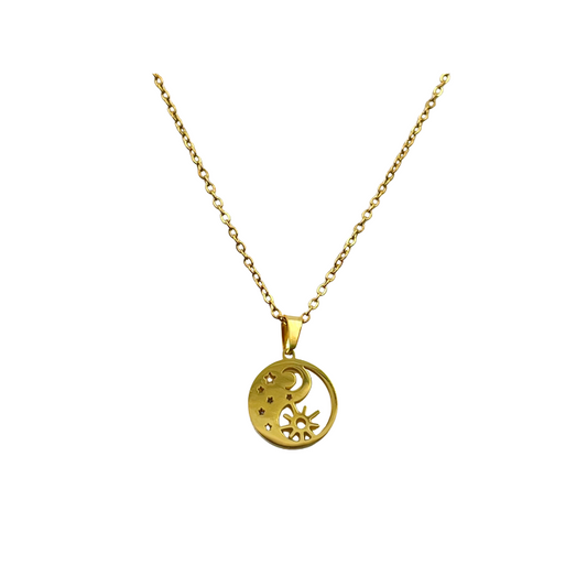 Conjunto acero dorado sol y luna