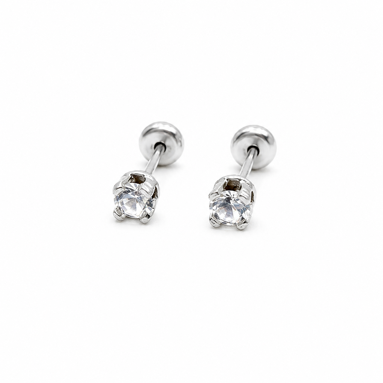 Aros Abridores Plata 925 con Strass Blanco Engarzado Pequeños