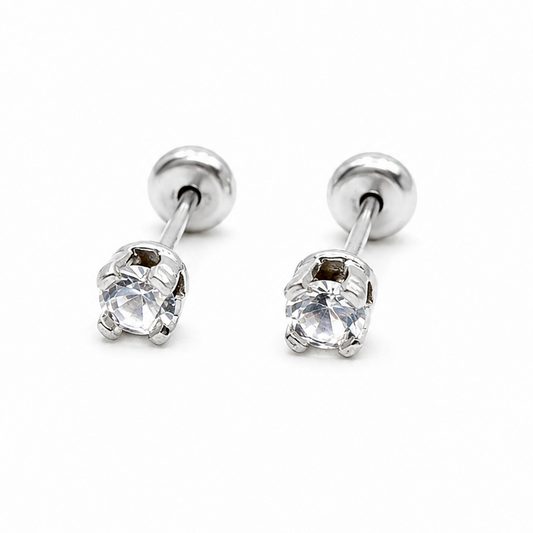 Aros Abridores Plata 925 con Strass Blanco Engarzado Pequeños