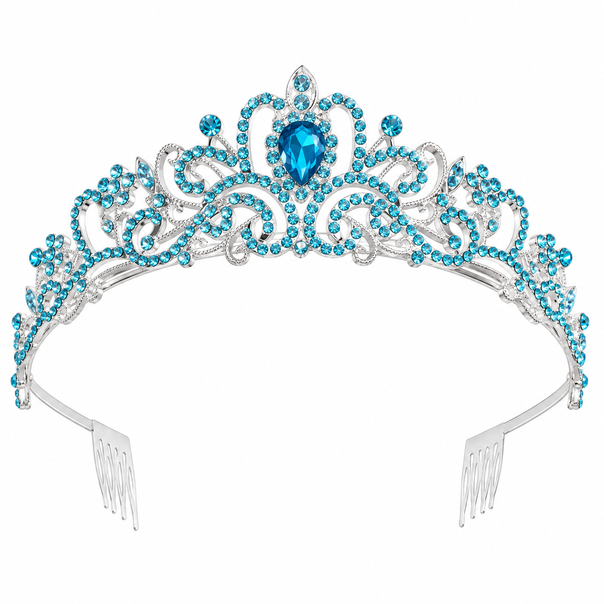 Tiara plateada para quinceañeras 4,5cm