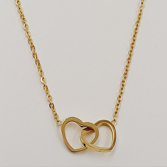 Conjunto 2 corazones acero dorado