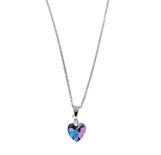 Conjunto corazón simil cristal acero quirúrgico