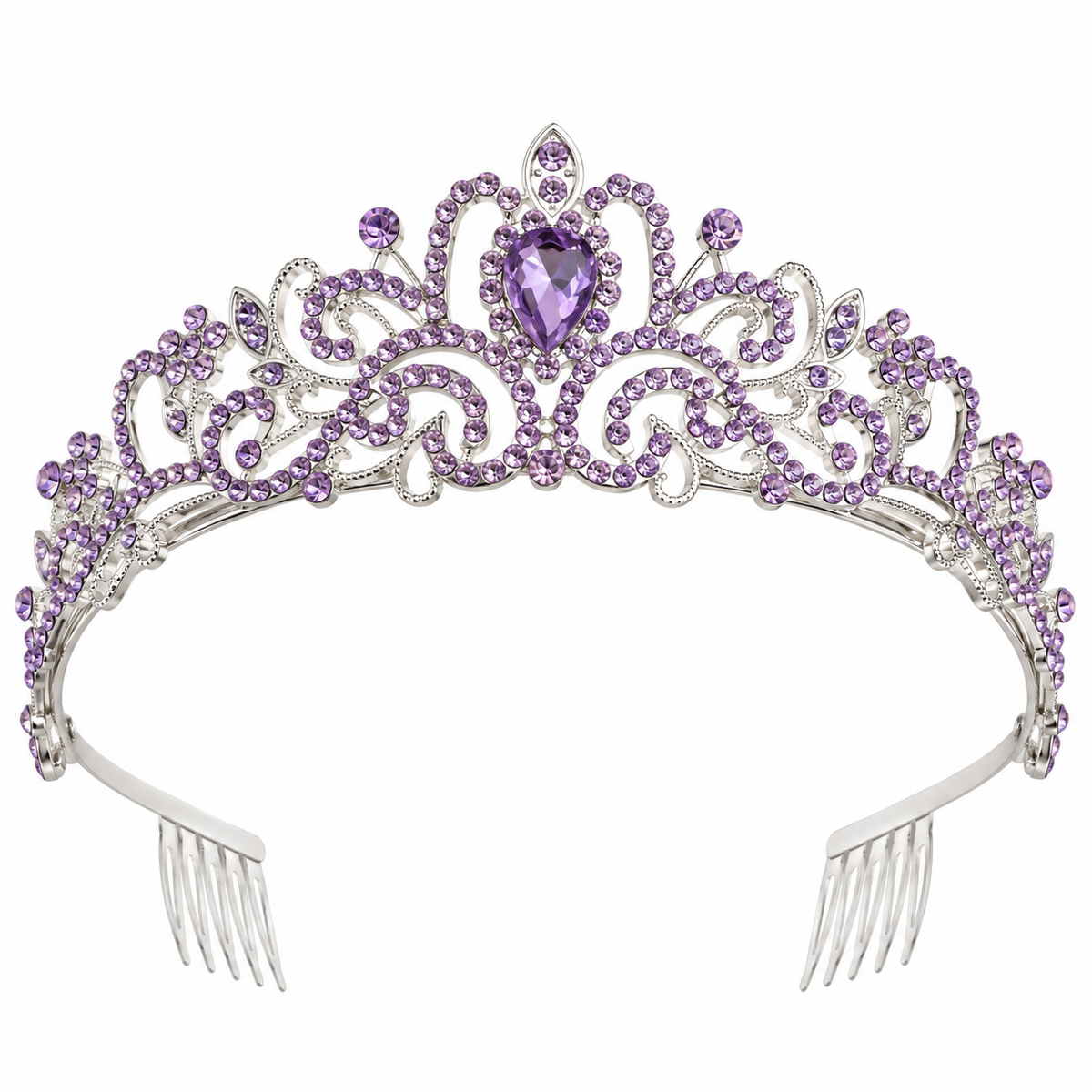 Tiara plateada para quinceañeras 4,5cm