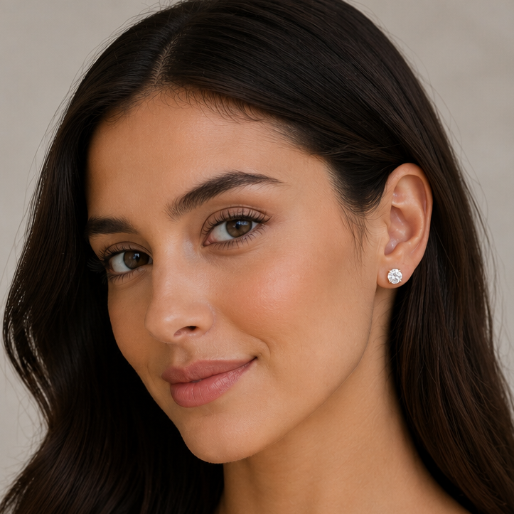 Aros Pasantes Acero Dorado 6mm Cubic Zirconia Unisex