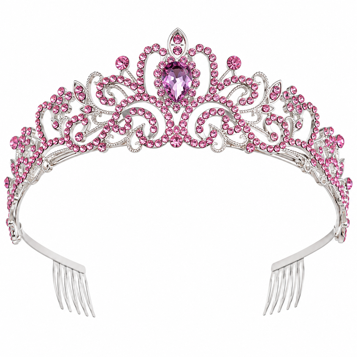 Tiara plateada para quinceañeras 4,5cm