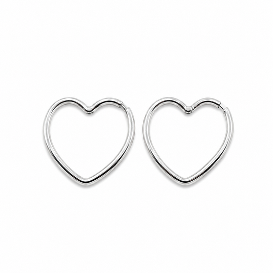 Aros argollas Corazón 20mm de Plata 925