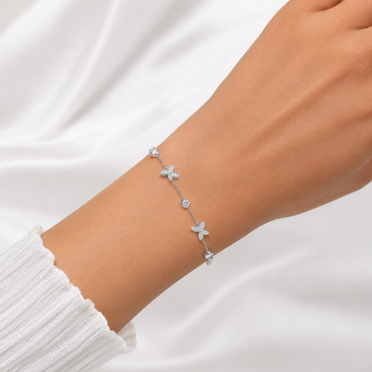 Pulsera Plata 925 Mariposas con Cubic